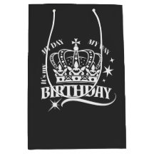 Minimale weiße Krone-Birthday-Typografie Schwarz
