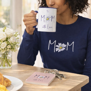 Minimale weiße Navy-Aquarell-Gänseblümchen zum Mut Tasse
