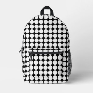 Minimale weiße Punkte auf massivem schwarzen Hinte Bedruckter Rucksack