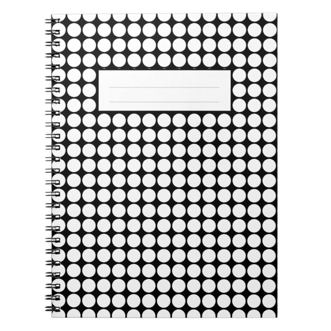 Minimale weiße Punkte auf massivem schwarzen Hinte Notizblock (Vorderseite)