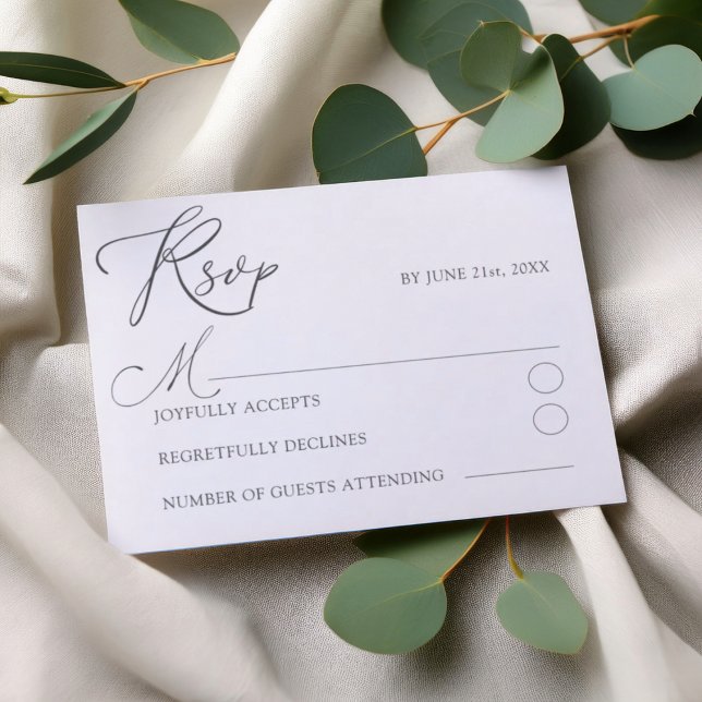 Minimale weiße RSVP-Typografie-Hochzeit RSVP Karte (Von Creator hochgeladen)