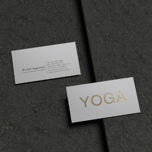 Minimale weiße und goldene geprägte Text-Yoga-Inst Visitenkarte