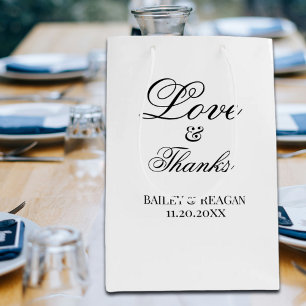 Minimale weiße und schwarze Hochzeit Mittlere Geschenktüte