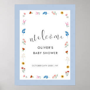 Minimale Wildblume Baby Dusche Willkommen Poster