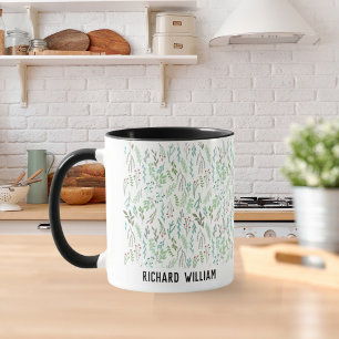 Minimale Wildblume Elegantes Weihnachten Schwarzer Tasse