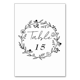 Minimale Wildblume   Kranz Hochzeit Tischnummer