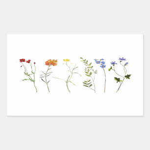 Minimale Wildblume LGBTQ Gay Pride Blumenzwiebeln Rechteckiger Aufkleber