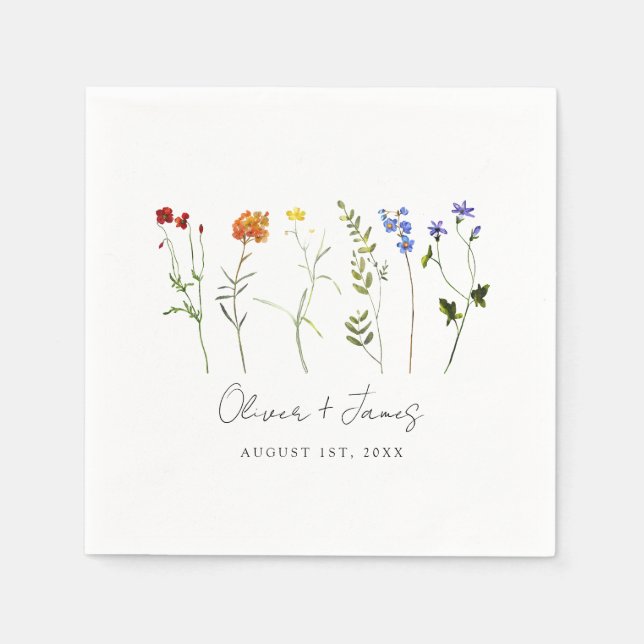 Minimale Wildblume LGBTQ Gay Pride Blumenzwiebeln Serviette (Vorderseite)