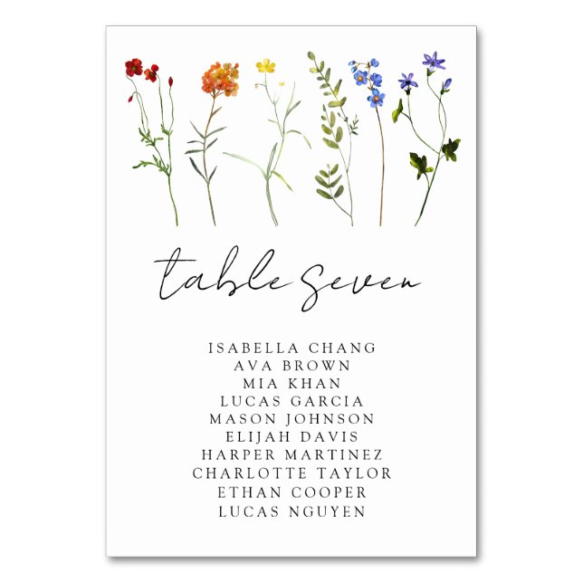 Minimale Wildblume LGBTQ Gay Pride Blumenzwiebeln Tischnummer (Vorderseite)