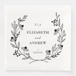 Minimale Wildblume Wreath Wedding Serviette
