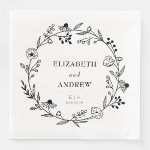 Minimale Wildblume Wreath Wedding Serviette