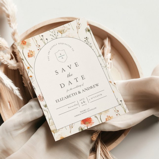 Minimale Wildblumen-Botanical-Hochzeit Save The Date (Von Creator hochgeladen)