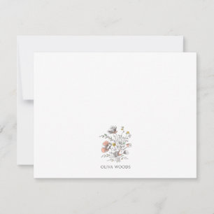Minimale Wildblumen- Botanische Namens-Papeterie  Mitteilungskarte