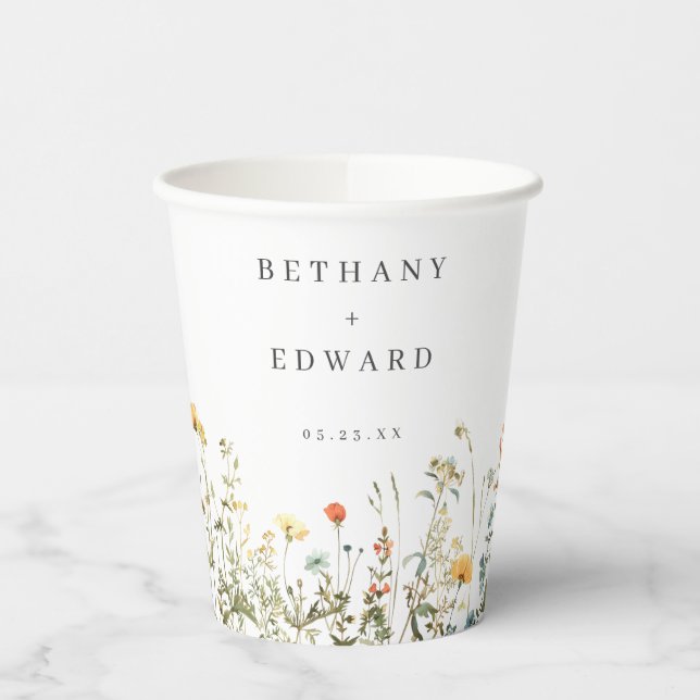 Minimale Wildblumen-Hochzeit Pappbecher (Links)