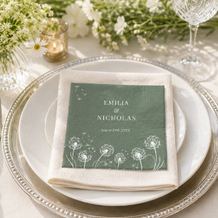 Minimale Wildblumen-Hochzeit Serviette