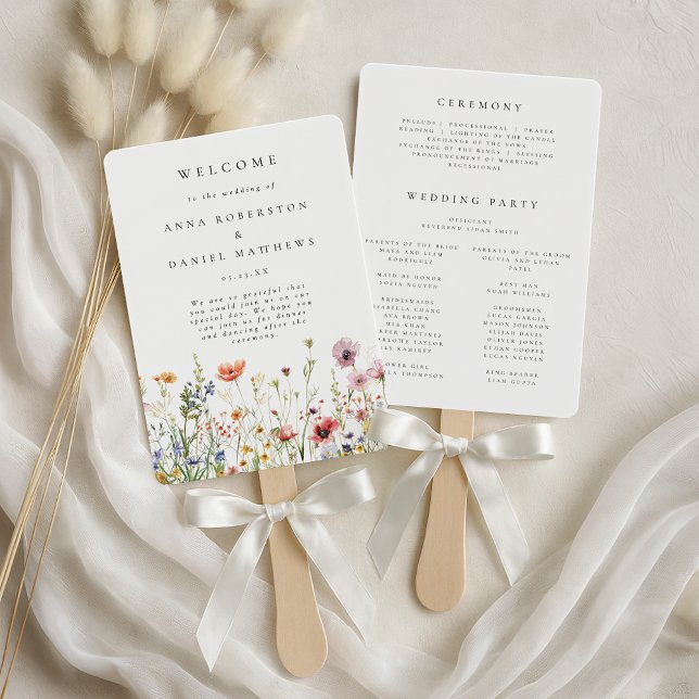 Minimale Wildblumen-Hochzeitsprogramm Fächer (Von Creator hochgeladen)