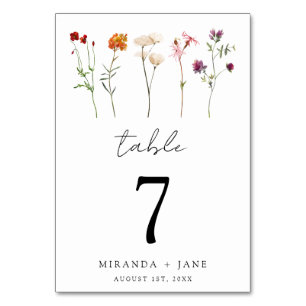Minimale Wildblumen-Lesbische Pride-Blumenhochzeit Tischnummer