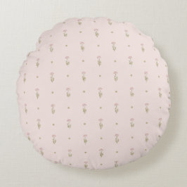 Minimale Wildblumenmuster mit Punkten Rundes Kissen