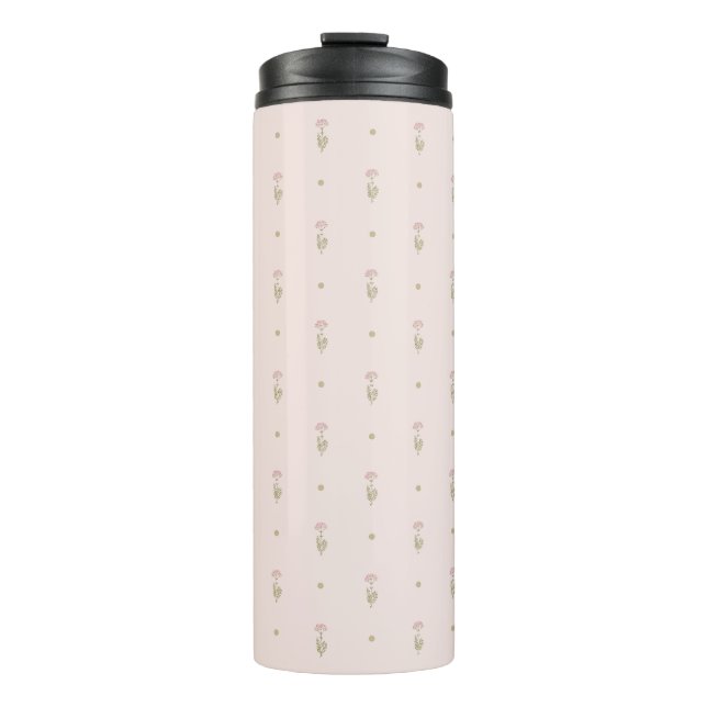 Minimale Wildblumenmuster mit Punkten, Thermosbecher (Vorderseite)