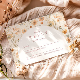 Minimale Wildblumenrahmen-Abschlussfeier RSVP Karte