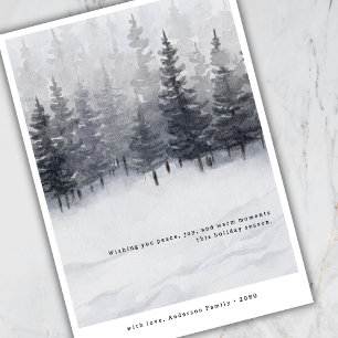 Minimale Winterkunst Kiefern Schnee Grüße  Feiertagskarte