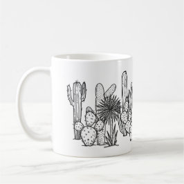 Minimale Wüste – Botanisch in schwarzer Tinte Kaffeetasse