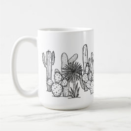 Minimale Wüste – Botanisch in schwarzer Tinte Kaffeetasse