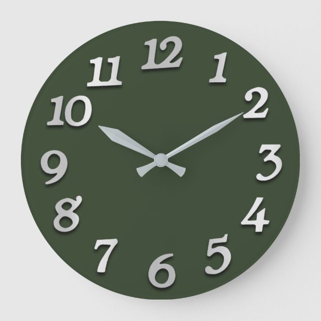 Minimale Zahl-graues graues unten Wiesen-Grün Große Wanduhr (Vorderseite)