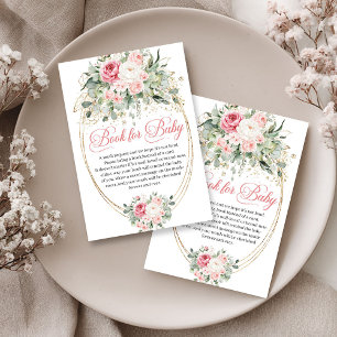 Minimale zarte rosa Blumen Gold Buchanfrage Begleitkarte