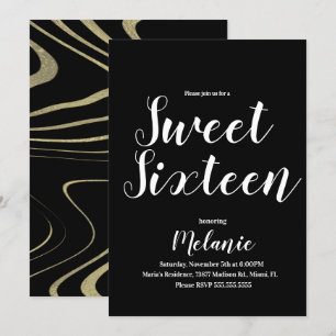 Minimale Zebra Sweet 16 Glitter-Faux-Folie Einladung