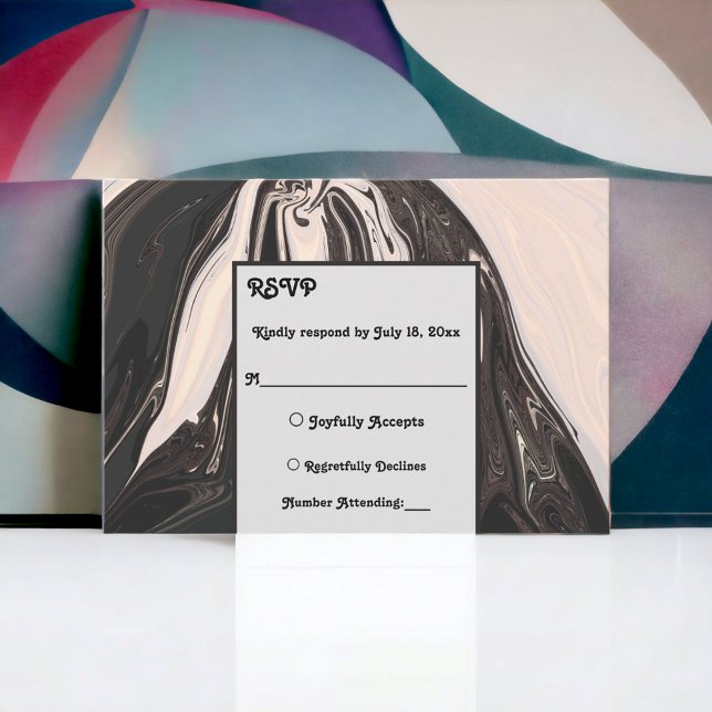 Minimale zeitgenössische Schwarz-Weiß-Hochzeit RSVP Karte (Von Creator hochgeladen)