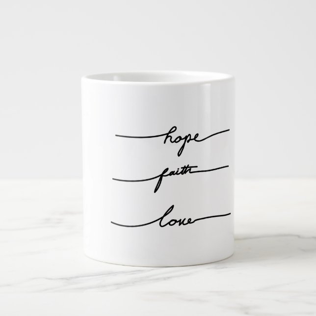 Minimale Zitat-Typografie handgezeichnete Tintensc Jumbo-Tasse (Vorderseite)