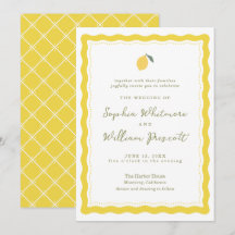 Minimale Zitrone Amalfi-Küsten-Hochzeitseinladung
