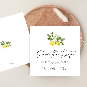 Minimale Zitronen-Grünpflanzen Save-the-Date-Karte Save The Date