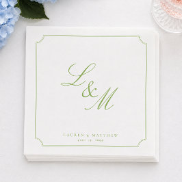 Minimale zitronengrüne Monogramm-Hochzeitsserviett Serviette