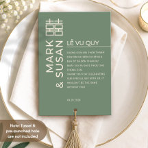 Minimale Zweisprachige Vietnamesische Hochzeit Grü