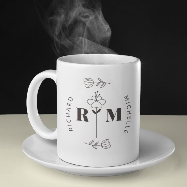 Minimaler Anfangsbuchstabe Monogram Name Couple Co Kaffeetasse (Von Creator hochgeladen)