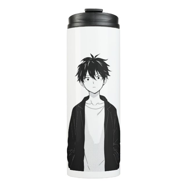 Minimaler Anime-Junge Thermal Tumbler Thermosbecher (Vorderseite)