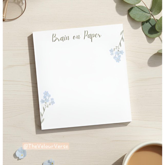 Minimaler ästhetischer Notepad mit blauen Blumen Notizblock (Von Creator hochgeladen)