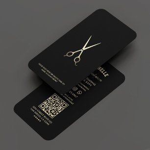 Minimaler Barber Black Gold Schere Barbershop Visitenkarte