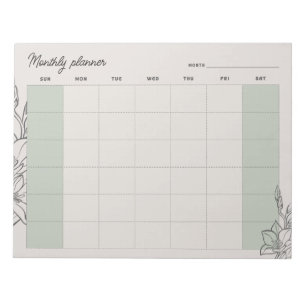 Minimaler Beige-Monatsplaner, benutzerdefinierter  Notizblock