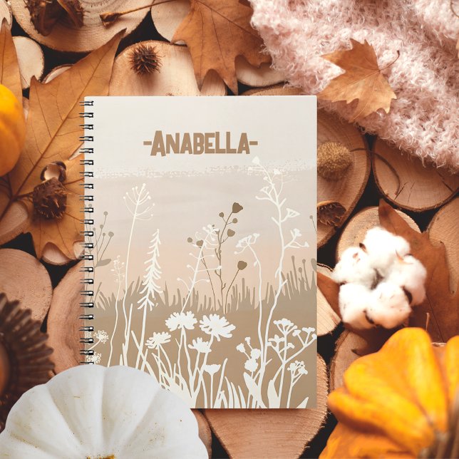 Minimaler, beige, weicher Herbstblumengarten Notizblock (Minimal beige soft autumn floral garden notebook)