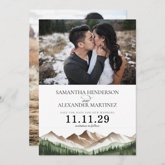 Minimaler Berg Save The Date (Vorne/Hinten)