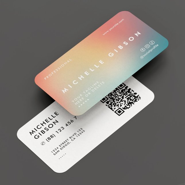 Minimaler Beruflicher ästhetischer Pfirsich Aquama Visitenkarte (Minimal Professional Aesthetic Ombre Peach Teal Business Card
)