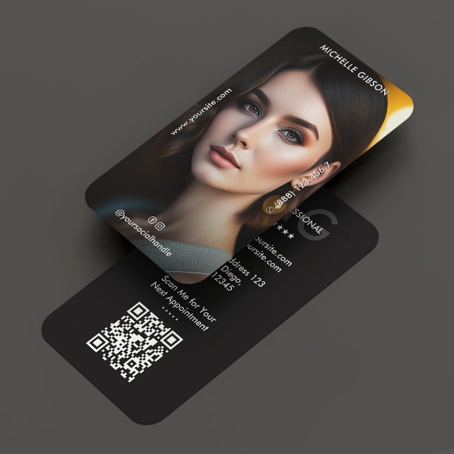 Minimaler Beruflicher Foto Monogramm Schwarz Visitenkarte (Von Creator hochgeladen)