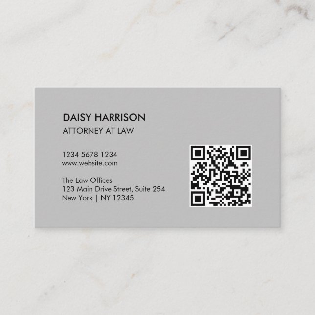 Minimaler Beruflicher QR-Code grau Visitenkarte (Vorderseite)