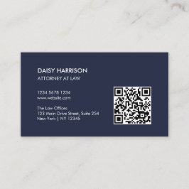 Minimaler Beruflicher QR Code Navy Blue Visitenkarte