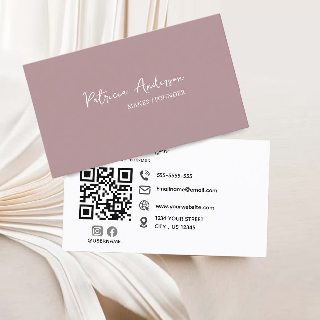 Minimaler Beruflicher QR-Code Rosa Visitenkarte (Minimal Professional QR Code Blush Pink Business Card)