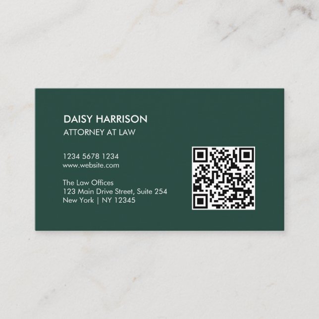 Minimaler Beruflicher QR-Code Smarald Green Visitenkarte (Vorderseite)