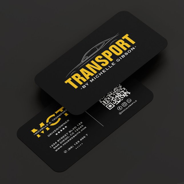 Minimaler Beruflicher Transport Gelber Taxi Schwar Visitenkarte (Minimal Professional Transport Yellow Taxi Black Business Card
)